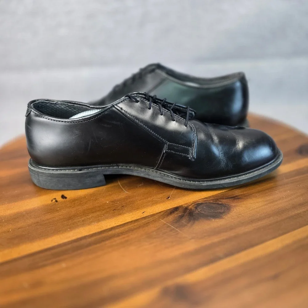 Bates Mens High Gloss Oxford Uniform Shoes Black E00968C‎ Vibram Sole Size 13 D